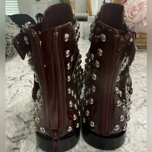 Jeffrey Campbell Trespass Cherry Red Cut Out Point Toe Low Buckle Ankle Booties - Picture 5 of 5